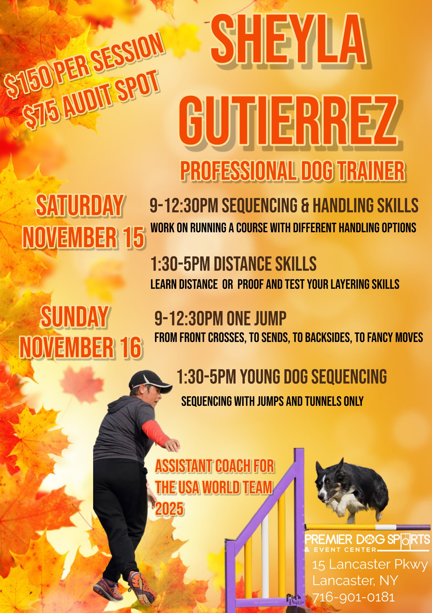 Sheyla Gutierrez Workshops in Lancaster, NY | Premier Dog Sports ...